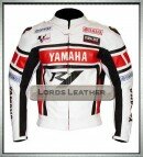 Yamaha R1 Motorbike Biker Men Leather Safety Jacket